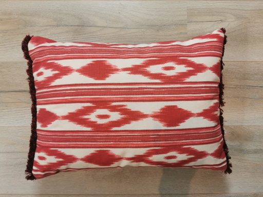 Kussen koraalrood ikat
