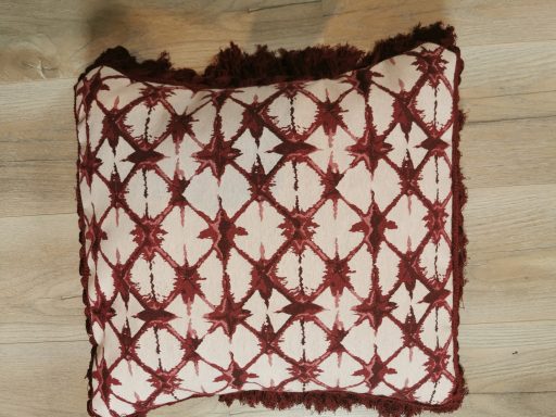 Kussen aubergine/beige